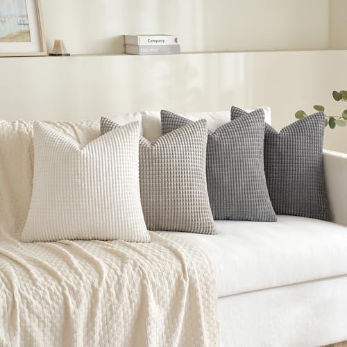 MIULEE Neutral Decorative Pillow Covers 18x18 Inch Set of 4 Modern Grey - Image 3