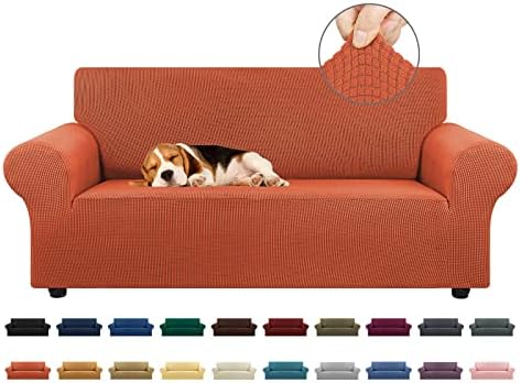 KEKUOU Loveseat Couch Cover, 2 Cushion Couch Slipcover,Pureed Pumpkin by KEKUOU