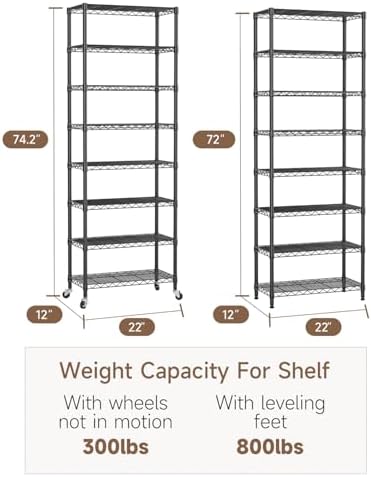 Golpart Shelves Storage Shelf Wire Closet Bathroom Organizers Metal Pantry - Image 3