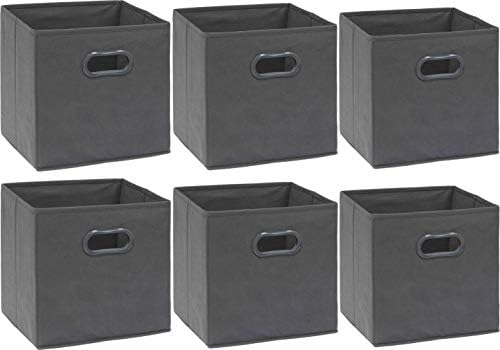 Simple Houseware 11-Inch Foldable Cube Storage Bins with Handles, Dark Gray - Image 6
