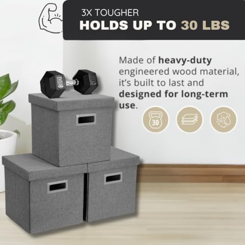 DECOMOMO Storage Basket with Lids, 3x Tougher Collapsible Storage Bins - Image 2