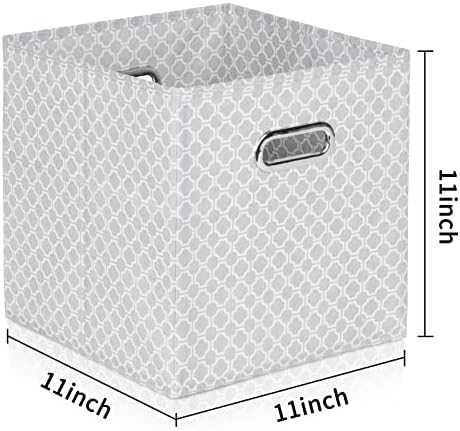 Fabric Cloth Storage Bins,Fabric Cube Organizer with Dual Handles Foldable Cube Storage Baskets for Home Bedroom Storage,Set of 3,（Light Grey） - Image 2