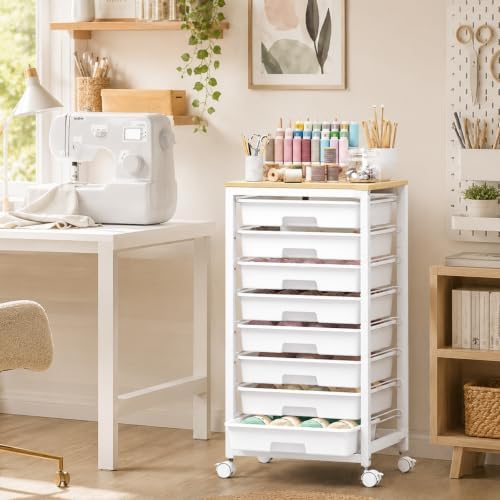 SYKIARIOL Rolling Cart with 8 Drawers,White - Image 2