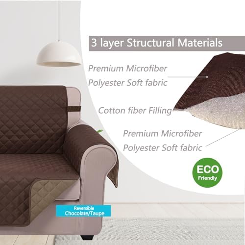 U-NICE HOME Reversible Sofa Cover Couch Cover for Dogs, Chocolate/Taupe - Image 4
