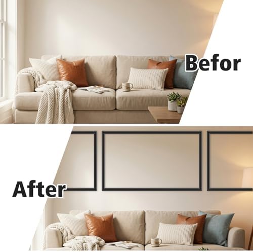 118 Inch x 2.36 in Peel and Stick Wall Molding Trim Black Chair Rail Panel Flexible Self Adhesive 3D Crown Moulding Trim for DIY Home Wall Decor Mirror Protection Door Cabinet Frame(Stylish) - Image 5