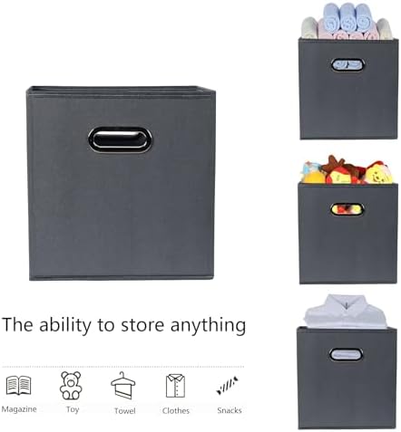Fabric storage bins Cubes, Fabric Cube Organizer with Handle, Foldable Cube Bins for Cloth or Accessary Storage, 11x11x11, Set of 8, (Gray) - Image 3