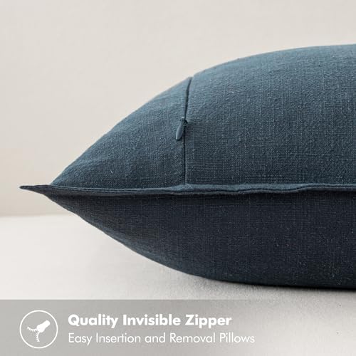 MIULEE Decorative Linen Euro Sham Pillow Covers 24x24 Deep Blue - Image 3