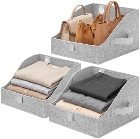 GRANNY SAYS Trapezoid Closet Storage Bins, Small, Gray, 3-Pack by GRANNYSAYS