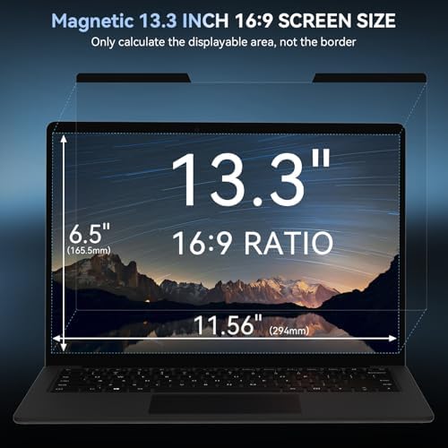 Mamol Magnetic Laptop Privacy Screen 13.3 inch ,16:9 Aspect Removable Anti Glare Protector Blue Light Privacy Screen Filter,Filter Shield Compatible with HP/Dell/Acer/Asus/Samsung/Lenovo/Thinkpad Envy - Image 2