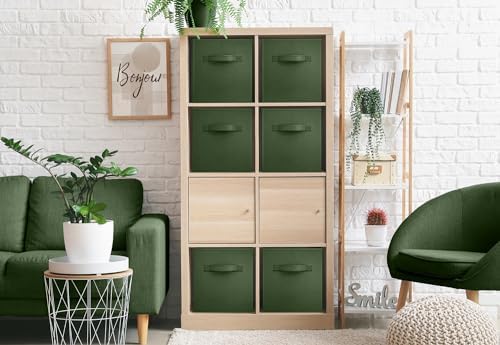 Sorbus Fabric Storage Cubes, 6-Pack Foldable Bins (11 Inch, Dark Green) - Image 3