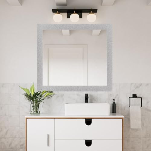 Avinyl 10M Grey Silk Mirror Border Peel and Stick for Bathroom Decor, Waterproof Mirror Frame Tape Peel and Stick Border Trim, Self Adhesive Wallpaper Removable Kitchen Decor 3.93" x 393" - Image 4