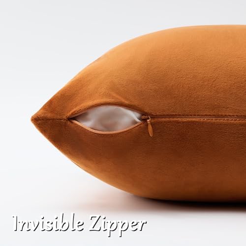 GIGIZAZA Burnt Orange Velvet Throw Pillow Covers Big 26x26 Pack of 2 - Image 4