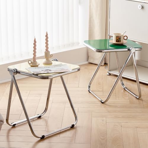 16.2"×14.1" Acrylic Folding Side Table, Portable Lightweight End Table, Sturdy Metal Frame and No Assembly Required, Space-Saving Design for Living Room, Bedroom and Small Room, Yellow - Image 5