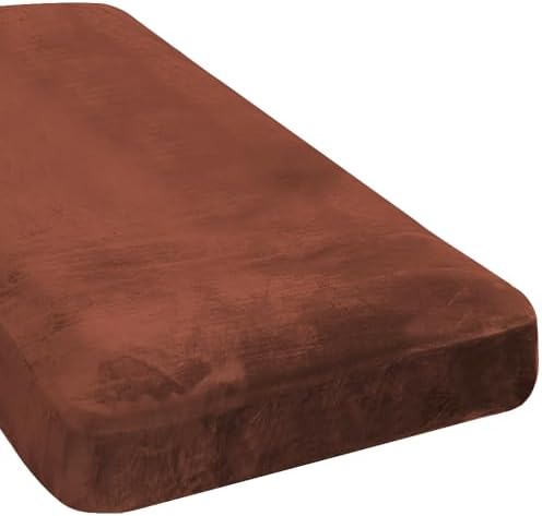 H.VERSAILTEX Velvet Stretch Individual Chaise Cover Sectional Couch Covers for L Shaped Sofa Both Left/Right Furniture Protector Seat Cushion Sofa Cover (1 Piece Chaise Cover, Rust) by HVERSAILTEX