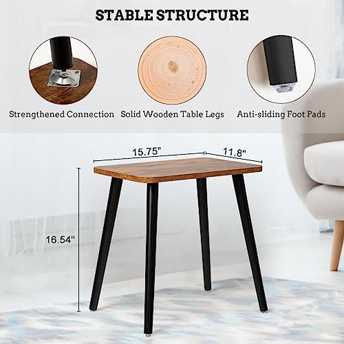 FORAOFUR Side Table, Rectangular Wooden Small End Table, Small Accent Table for Living Room, Bedroom and Balcony, Modern Side Tables for Spaces Home Decor, Easy Assembly - Image 3