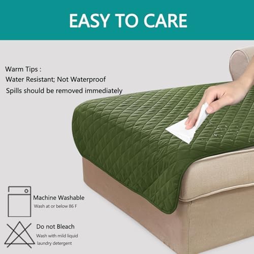 U-NICE HOME Sectional Couch Cover Chaise Lounge Cover, Huntergreen/Sage - Image 3