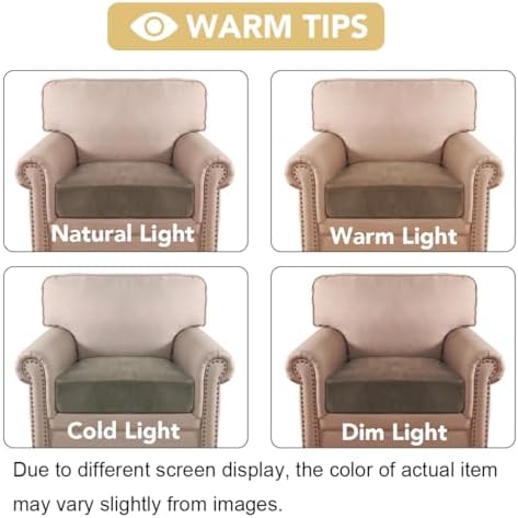 H.VERSAILTEX Velvet Stretch Couch Cushion Cover Plush Cushion Slipcover for Chair Cushion Furniture Protector Seat Cushion Sofa Cover (1 Piece Armchair Cushion Covers, Mocha) - Image 6