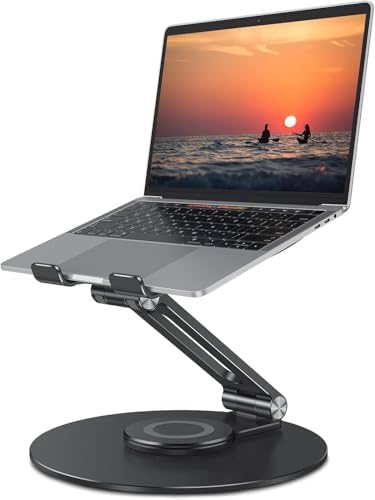 OMOTON Adjustable Laptop Stand for Desk 360° Rotating Base up to 17" Black by OMOTON