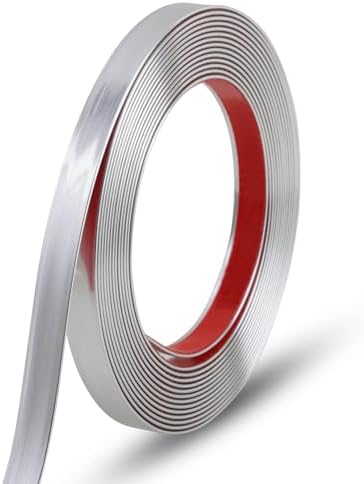 Gaahing 196.8" x 0.5" Brushed Silver Molding & Wall Trim, Flexible Peel and Stick Decorative Strip for Tile, Mirror, Ceiling, Floor, Panel, Cabinet by Getallthemoldingtrimsyoulike
