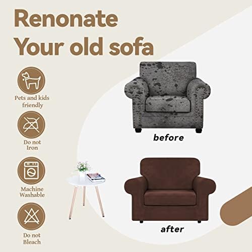 WEERRW Velvet Stretch 2 Pieces Chair Sofa Slipcovers Washable, Chocolate - Image 5