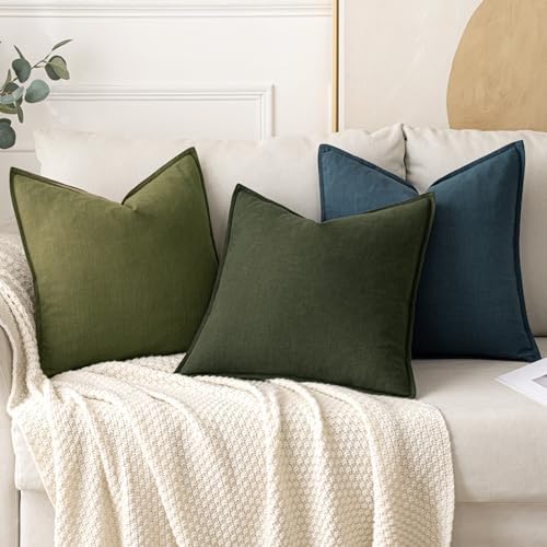 MIULEE Decorative Linen Euro Sham Pillow Covers 24x24 Inch Green - Image 4