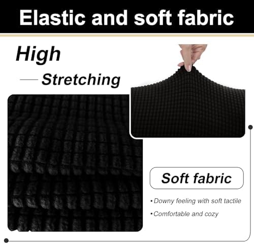 U-NICE HOME 4 Pieces Stretch Couch Cover Sofa Slipcover, Black - Image 6