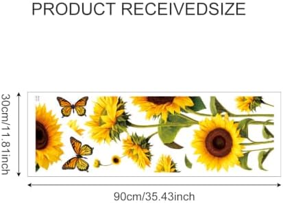 Sunflower Wall Decals Peel and Stick, Butterfly Floral Wall Stickers, Large Botanical Removable Vinyl Wall Decor, Flower Wall Art for Bedroom Living Room Nursery Office Farmhouse Home Decorations - Image 2