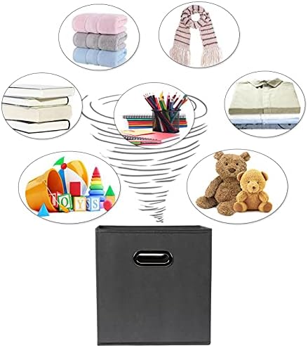 Fabric Cloth Storage Bins,Fabric Cube Organizer with Dual Handles Foldable Cube Storage Baskets for Home Bedroom Storage,Set of 6, Gray - Image 4