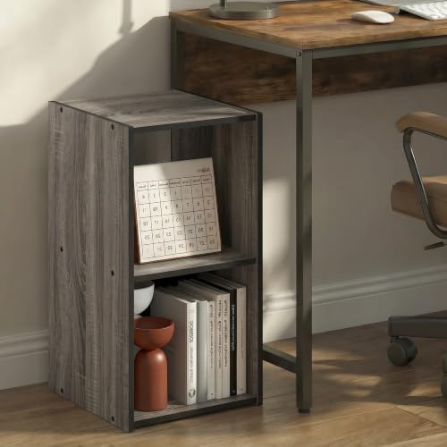 Furinno Pelli Cubic Storage Cabinet, 2x1, French Oak Grey/Black - Image 2