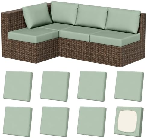8Pcs Outdoor Cushion Covers, Stretch Patio Furniture Couch Chair Slipcovers by VORSHAPE