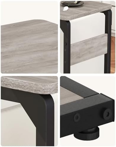 Wood Pedestal TV Trays Set of 2, Couch End Tables, Sliding Stands ET-YB-GY2 - Image 7