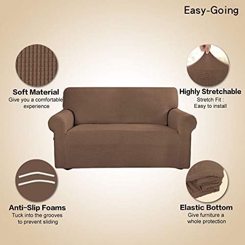 Easy-Going Stretch Couch Covers for Sofa Washable Large Brown - Image 3