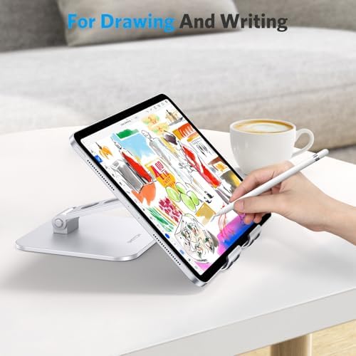 OMOTON T5 Foldable Tablet Stand, Heavy Adjustable Holder for iPad, Silver - Image 6