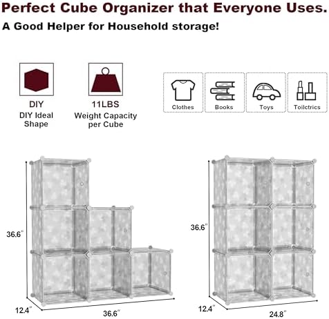 C&AHOME Clover Embossed Storage Organizer with Doors 6-Cube Shelf White - Image 2