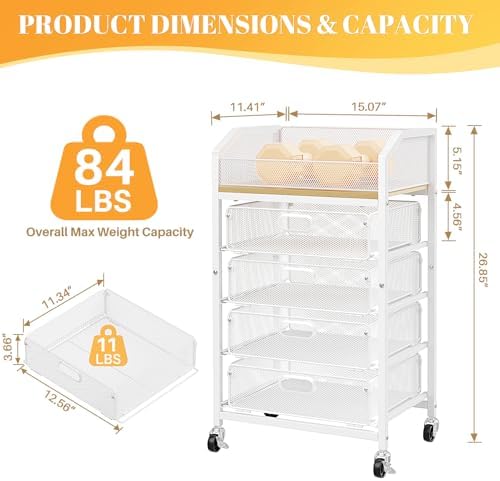 SUNALLY Rolling Makeup Cart with Drawers, Rolling Vanity Nail Cart, White - Image 2