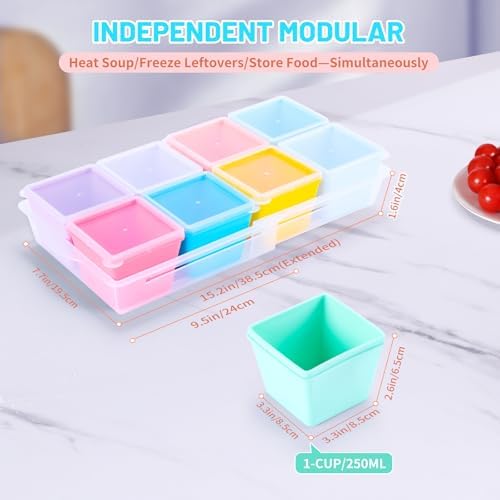 Gemice 1-Cup Silicone Freezer Molds with Lids & Base for Soup, 8-Pack - Image 3