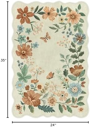 Lahome Floral Small Rug, 2X3 Kitchen Rugs Non Slip Washable Rug Ultra-Thin - Image 2
