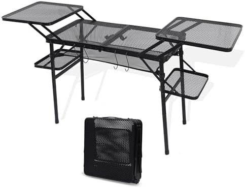 Nice C Camping Metal Table, Compact Outdoor Folding Tailgate Grill Table by NiceC