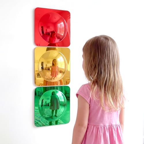 Geiserailie 3 Pcs Sensory Wall Bubble Mirrors, 6 x 6 Inch, CPC Certified by Geiserailie