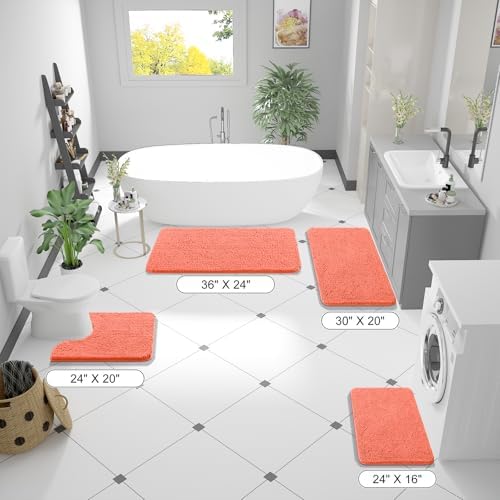 OLANLY Bathroom Runner Rugs 47x17, Extra Soft Absorbent Chenille Bath Rugs - Image 2