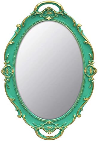 YCHMIR Vintage Mirror Small Wall Mirror 14.5 x 10 inches Oval Green by YCHMIR