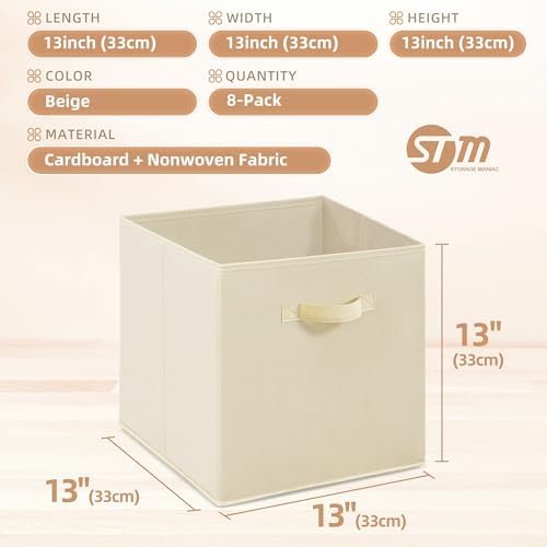STORAGE MANIAC Storage Cubes, 13 Inch 8 Pack Collapsible Fabric Shelf Bins - Image 4