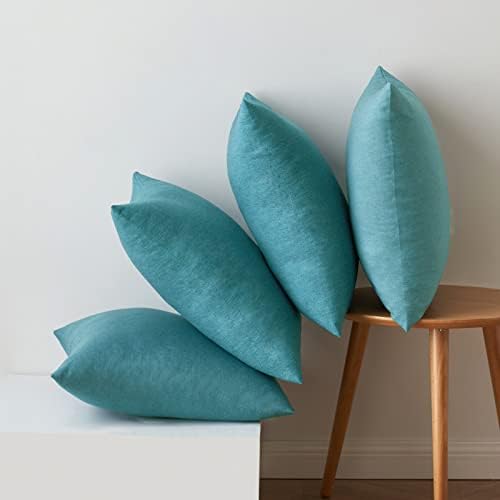 MIULEE Pack of 4 Decorative Outdoor Throw Pillow Covers Linen Waterproof Pillow Covers Summer Farmhouse Cushion Cases for Patio Garden Tent Balcony Couch Sofa 18x18 Inch Turquoise - Image 6