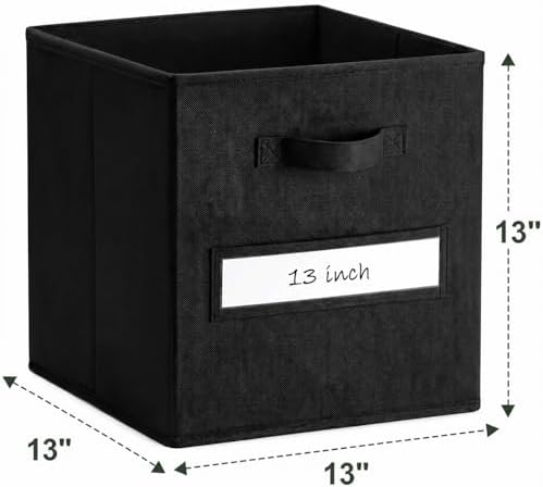 Storage Bins,13" Cube Storage Bin with Labels,10pcs,Black - Image 3