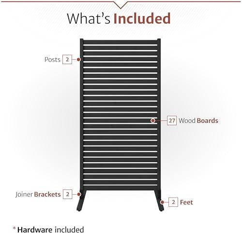 Enclo Slatted Freestanding/Surface Mounted Privacy Screen, Charcoal Wood - Image 5