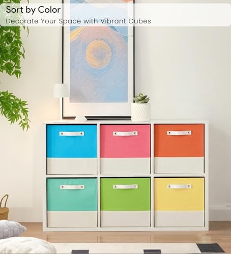 Cube Storage Bins | 10.5"x10.5"x11", Macaron & White, 6 Pack - Image 2