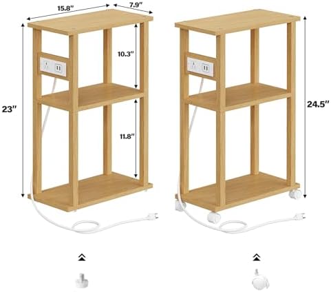 TUTOTAK Small Narrow Side Table, Set of 2 Skinny End Table - Image 3