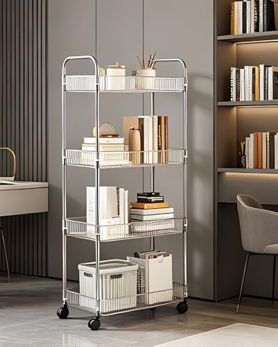 Sooyee Clear 4-Tier Plastic Rolling Utility Cart with Wheels - Image 3