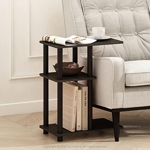 Furinno Turn-N-Tube C-Shape Sofa Side Table, Espresso/Black, Plastic Pole Without Caster - Image 2
