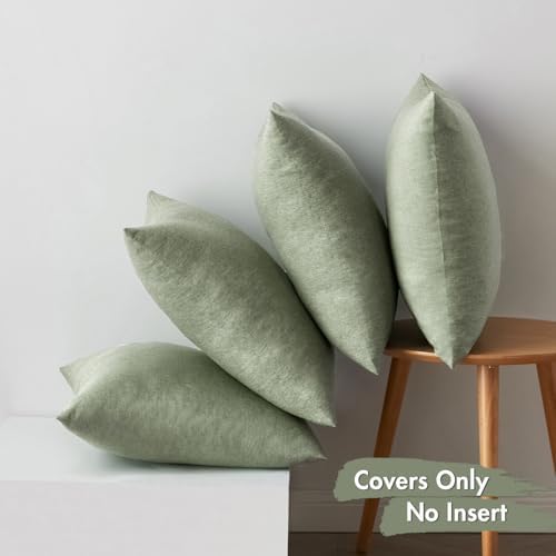 MIULEE Pack of 4 Decorative Outdoor Throw Pillow Covers Linen Waterproof Pillow Covers Summer Farmhouse Cushion Cases for Patio Garden Tent Balcony Couch Sofa 16x16 Inch Gray Green - Image 6